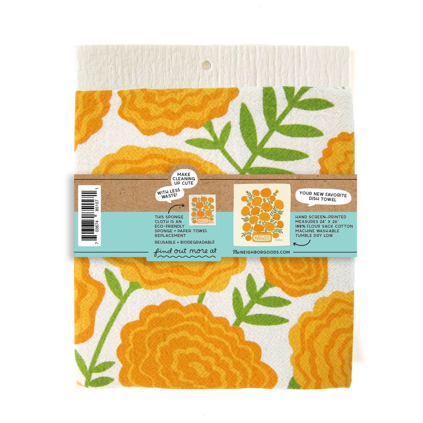 Marigold Kitchen Dish Towel + Sponge Set