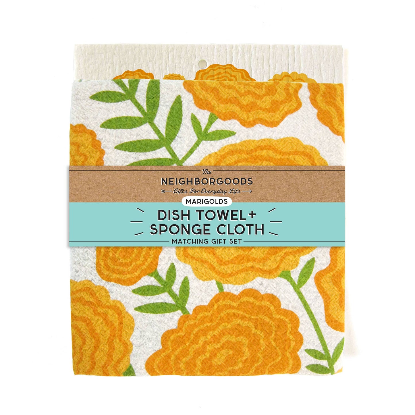 Marigold Kitchen Dish Towel + Sponge Set