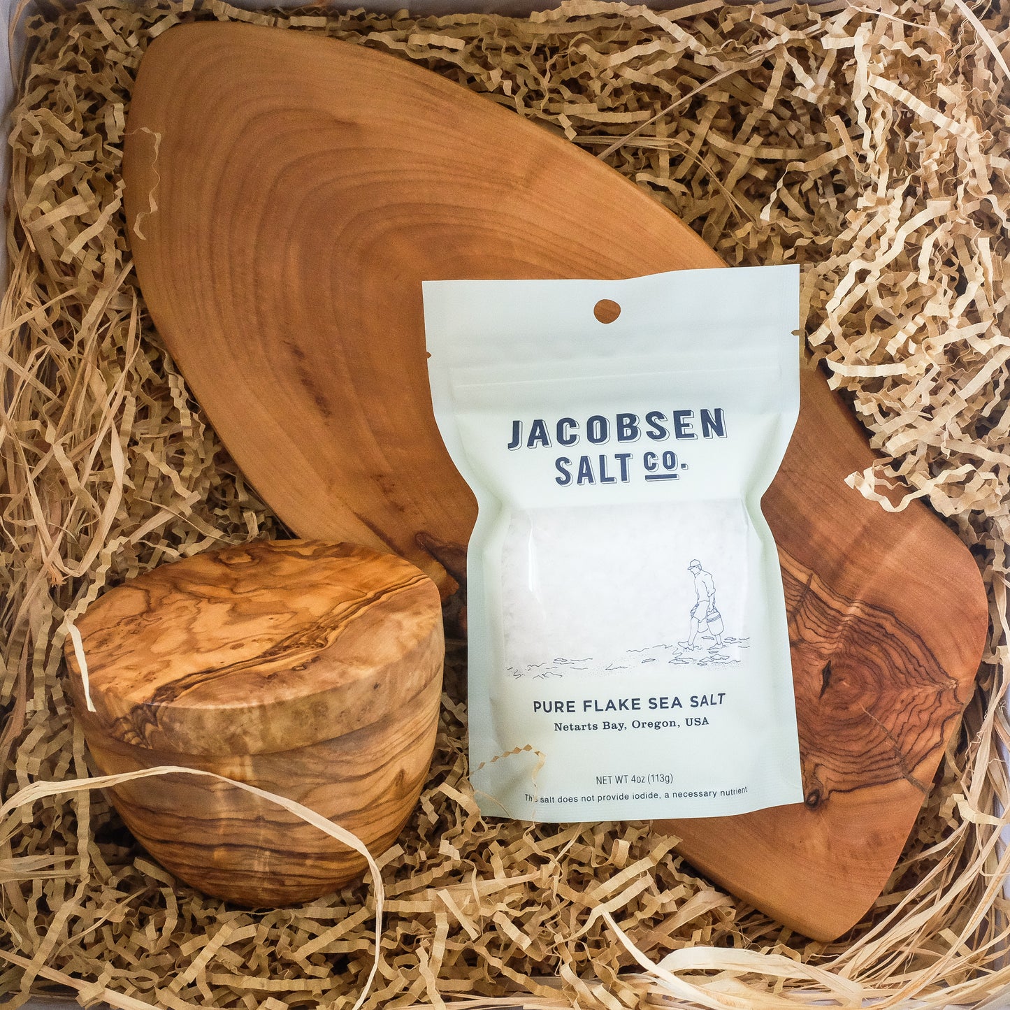 Salt Cellar + Wood Board Gift Set