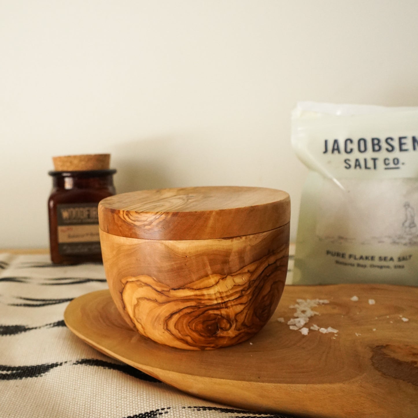 Tunisian Olive Wood Salt Cellar