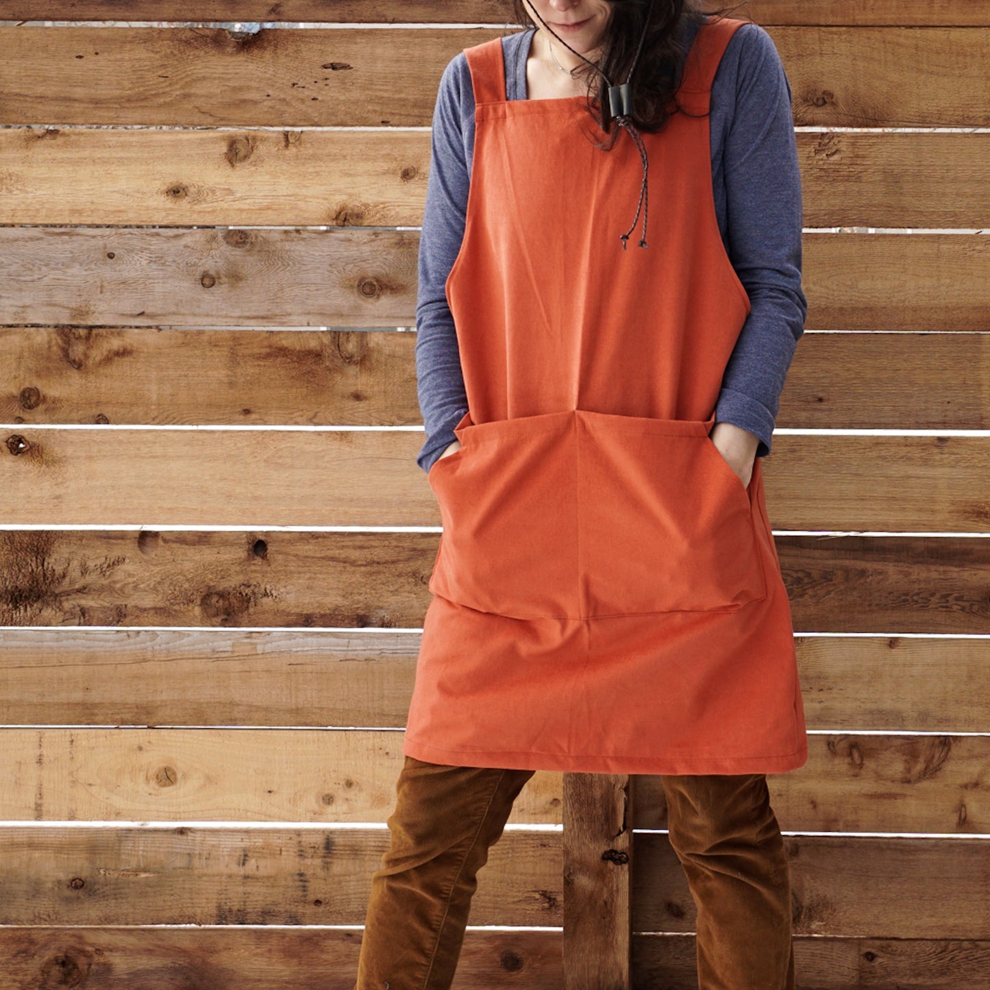 Chefkits Cross Back Cotton Apron - Mid Length